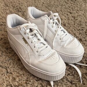 Puma Women's Sz 7.5 Platform CLEAN White Sneakers